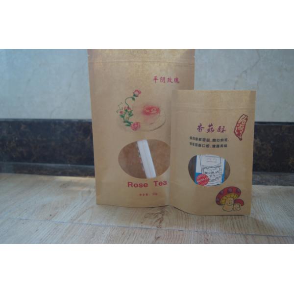 White Square Bottom Customized Paper Bags With Plum Window And Zipper