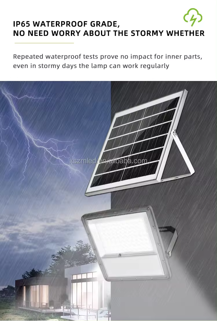 Eco-friendly Solar Flood Light with 12 Hours Lighting Three Control Modes and 180 Degree Rotatable Bracket