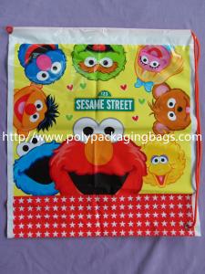 Quality Kids Cute Plastic Drawstring Backpack With Sesame Street Cartoons wholesale