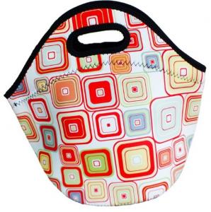 China Zippered insulated portable neoprene lunch tote bag with durable hard liner on sale