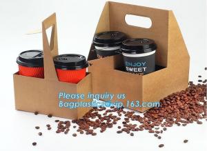 China Eco Friendly Disposable Kraft Paper Take Out 2 Pack Coffee Cup Drink Carriers 2 Pack Paper Cup Holders bagease package on sale