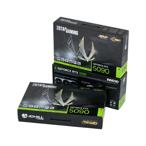 NVIDIA RTX 5090 GPU front view showing cooling system and connectors