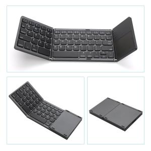 Quality 3 Level Foldable Bluetooth Touchpad Keyboard for ipad ios 13.0 Android Windows Folding keyboard wholesale