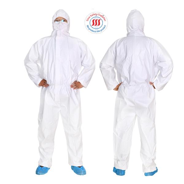 Full Body Fluids Infectious Agents Protection Coverall Hooded Microporous SF Coverall