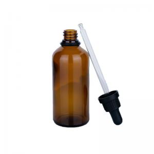 China 100ml Glass Cosmetic Dropper Bottles Essential Oil Clear Brown Glass Bottles on sale
