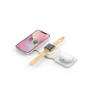 Earphone 3In1 Magnetic Wireless Charger Folding With Night Light Black