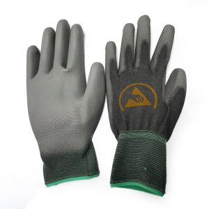 Quality Seamless Knitted ESD PU Palm Fit Gloves With Polyester Liner wholesale