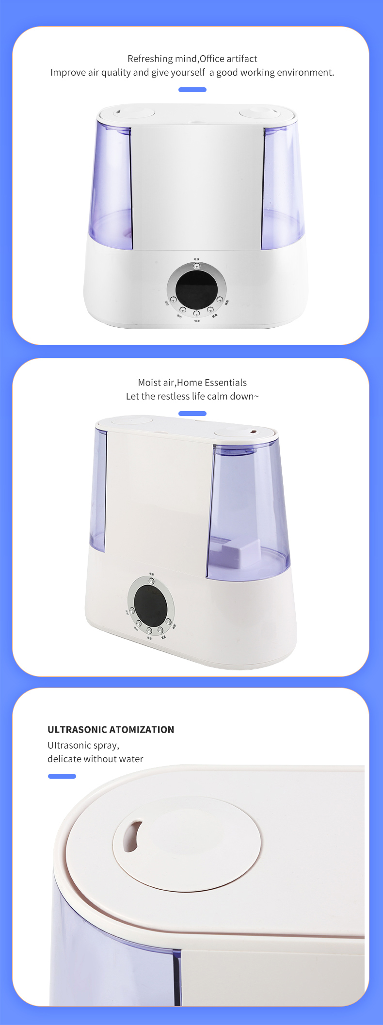 Energy Saving Ultrasonic Air Humidifier Portable For Places Like Yoga Room