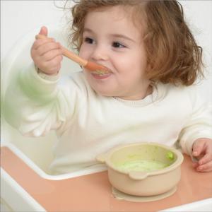 China Bpa Free Eco-friendly Spoon Bib Colorful Suction Cute Bear Shape Silicone Baby Feeding Bowl on sale