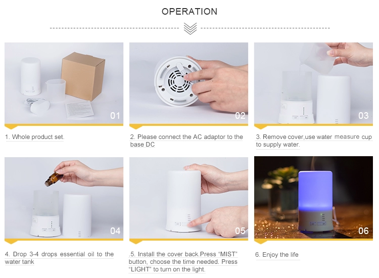 Classic Hot Sale Ultrasonic Nebulisation Fragrance Aromatherapy 7 Color Night Light Difusores De Aromas Aroma Diffuser 100ml