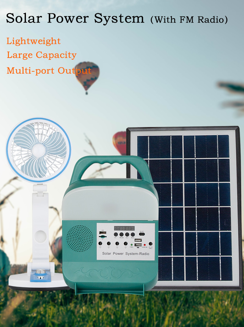 Emergency Lighting Magneto Solar Home System With Radio 5W Solar Lighting Kit