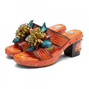 China Handmade Fashion Women Sandals Slippers 3D Flowers Platform Slipper Shoes on sale