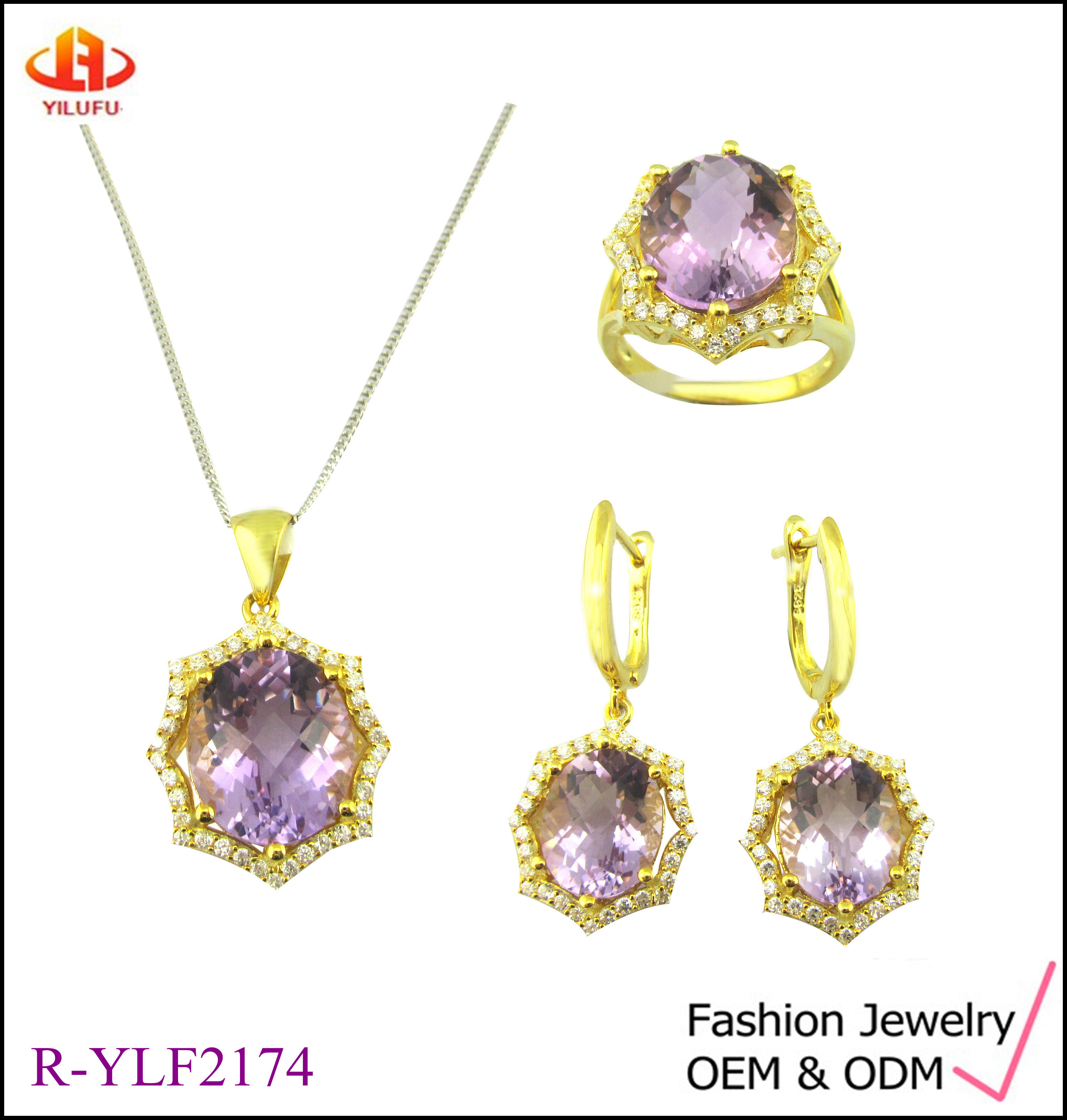 925 Silver Dangle Pendant Set With AAA Cz Stones Custom Logo Lobster Clasp