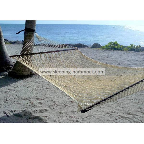 Collapsible Portable Luxury Natural Rope Hammock Two Person Spreader Bars Tan Extra Wide