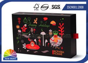China Shiny Laminated Personalized Drawer Paper Box , Black Cardboard Paper Box on sale