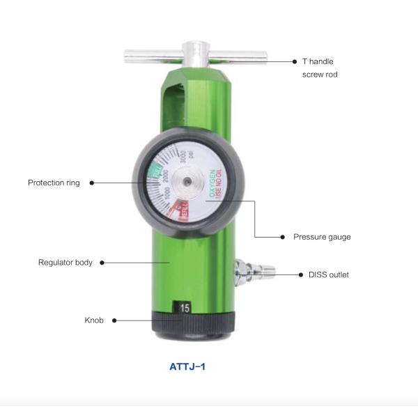 3000psi Portable Oxygen Regulator Adjustable Aluminum Medical Pin Index