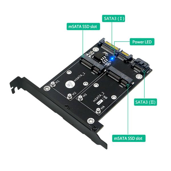 Dual MSATA SSD To Dual SATA3 Converter With Full Height Profile Bracket