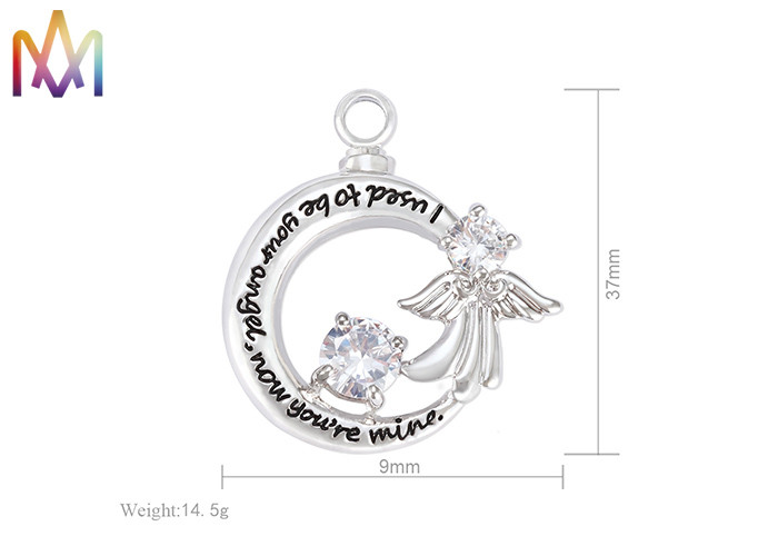 14.5G Moon Shaped Cremation Engraved Necklace Charms