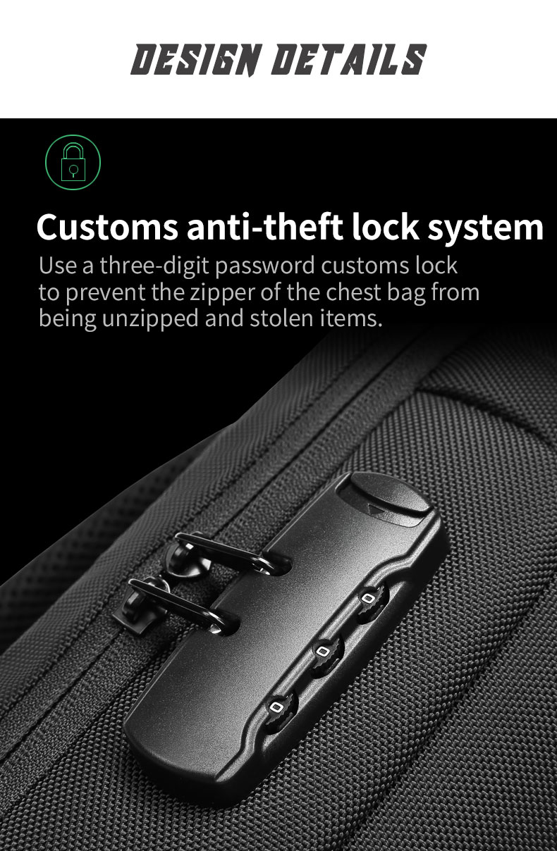 MingLu Factory wholesale OEM custom men anti theft waterproof fashion chest crossbody sling bag mens