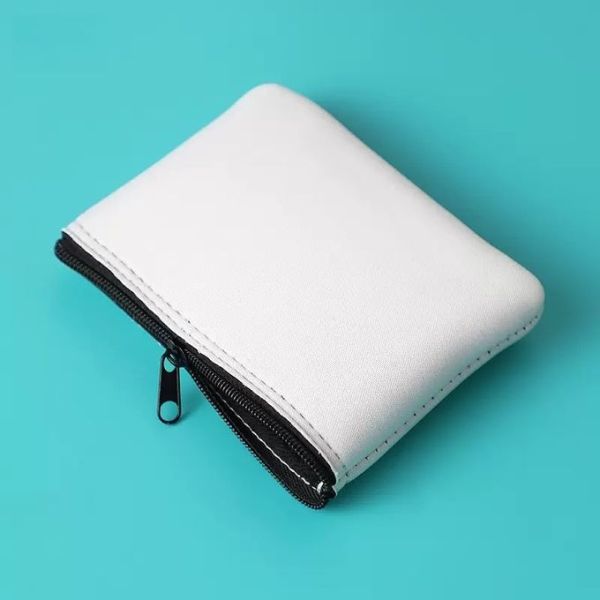 White Blank Sublimation Neoprene Coin Purse With Zipper Portable Neoprene Wallet Blanks
