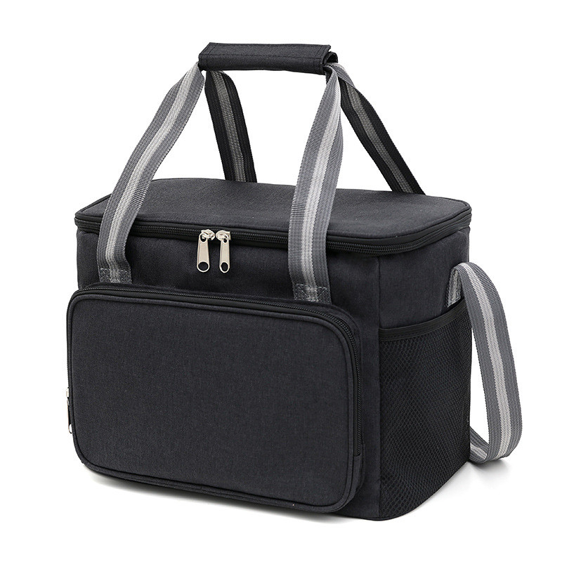 Customized Thermal Lunch Bags 15L Oxford Cloth Outdoor Cooler Bag Black