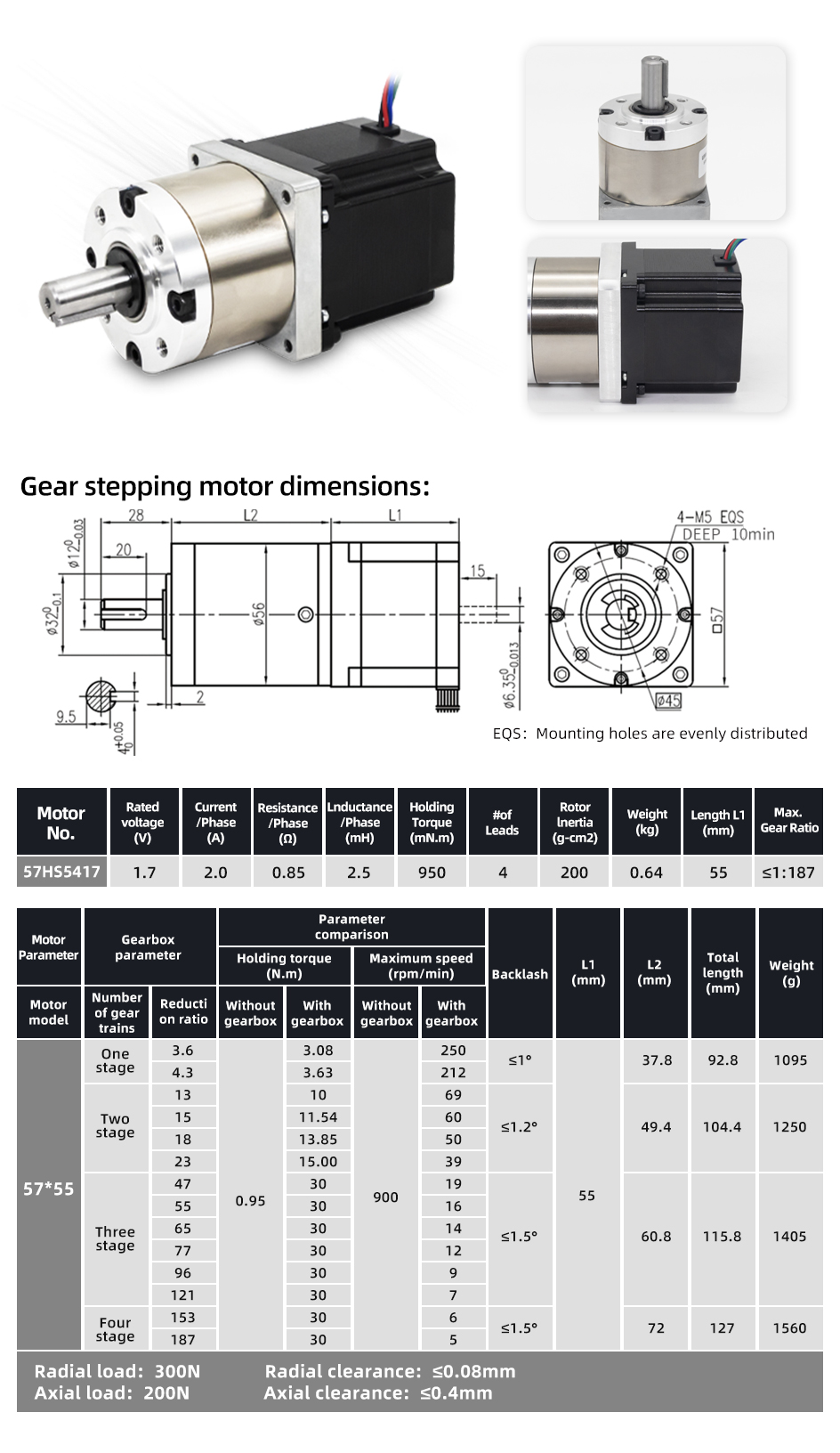Nema 23 Hybrid Motor 2 Phase Automation Planetary Gearbox for Embroidery Machine