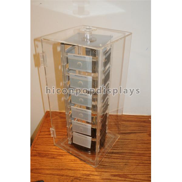 Rotating Jewelry Acrylic Display Case , Plexiglass Lucite Acrylic Tower Showcase