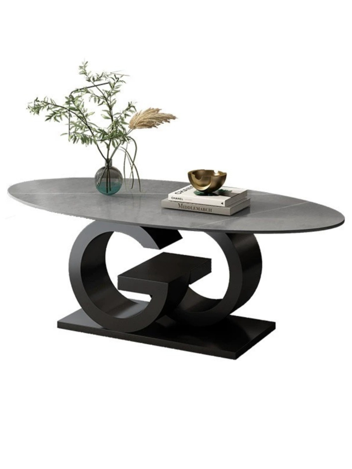 Minimalist Italian Creative Oval Marble Top Coffee Table Customized Size