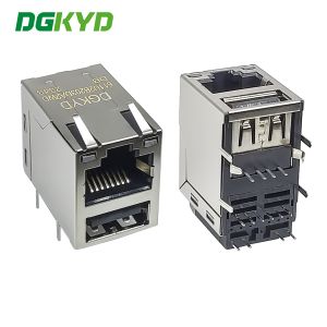 Quality DGKYD611U2B203DA2WDDB Gigabit RJ45 With USB2.0 Socket And Filter PCB Connector RJ45+USB2.0 wholesale