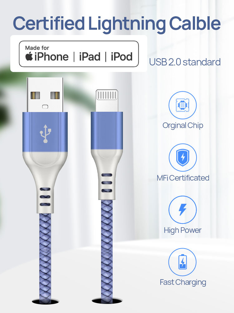 Apple IPhone Fast Charger Lightning Cable USB C 2 Pcs Set 1M 3.3ft Compatible
