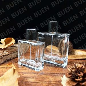 Quality Reusable Square Glass Perfume Bottle , Luxury Transparent Perfume Bottle wholesale