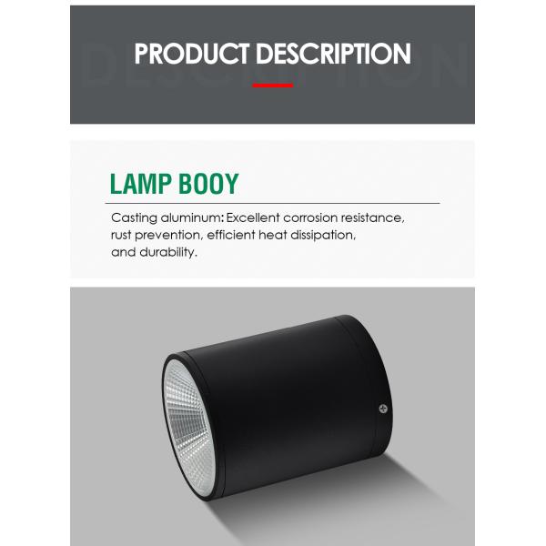 Outdoor Wall Mounted Cylinder Lamp Black Housing Cree COB Led 15W 3500k For Outdoor Garden
