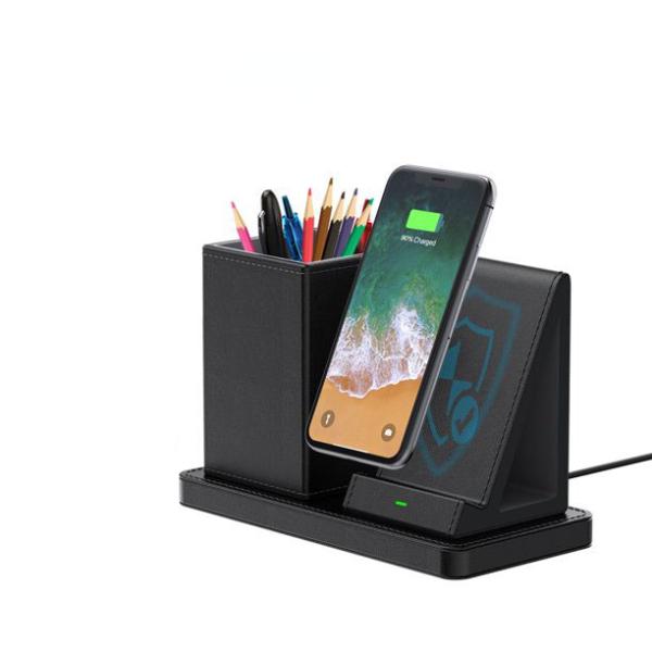 OEM Washable Wireless Charging Pen Holder , 10W Desk Organizer With Wireless Charger