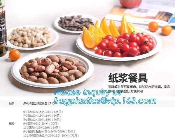 eco sugarcane pulp disposable biodegradable plate,Factory 100% Biodegradable