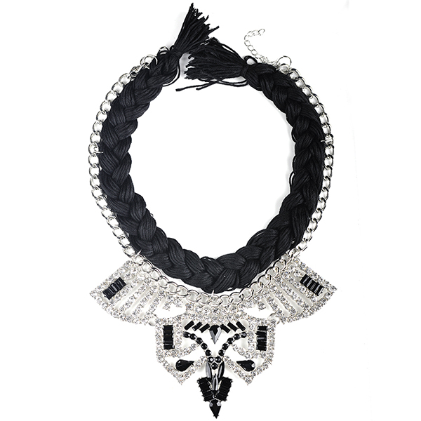 Manual weaving latest necklace colorful cloth ball pendant necklace fancy cheap necklace