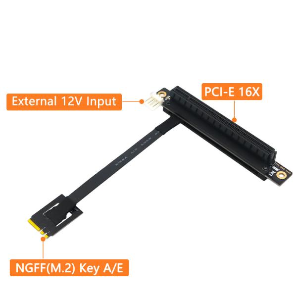 M.2 NGFF Computer Adapter Key A-E To PCIe Adapter 16X Cable 25cm Black