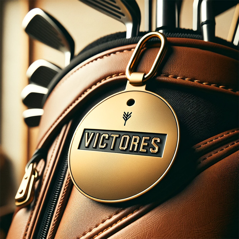Customized Shape Metal Hang Leather Golf Bag Tag for Club Customized Designs Gold Golf Metal Tag
