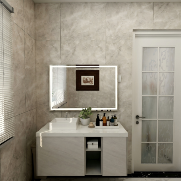 Kingstin Smart LED Bathroom Mirror, Frameless Backlit Wall Mirror, Dimmable 3-Color, Anti-Fog, Motion Sensor, Custom Size