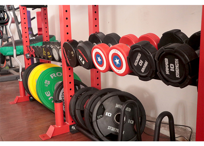 Black Gym Fitness Accessories / Fixed Rubber Weight Plate For Body Building