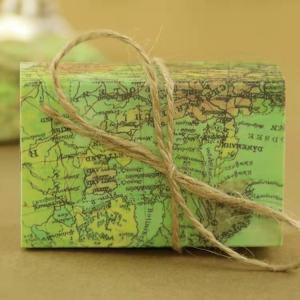 China 7.8x5x2.8cm Rectangle World Map Gift Box CDR EPS Wedding Candy Favor Containers on sale