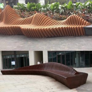 OHSAS18001 Certificate 350cm Curved Wooden Garden Bench
