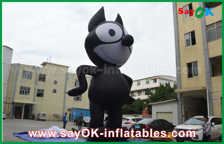 6mH Oxford Cloth Black Inflatable Cartoon Characters , Inflatable Cat