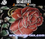 New fabric vivid flower pattern shining burnout spendex and polyester blend