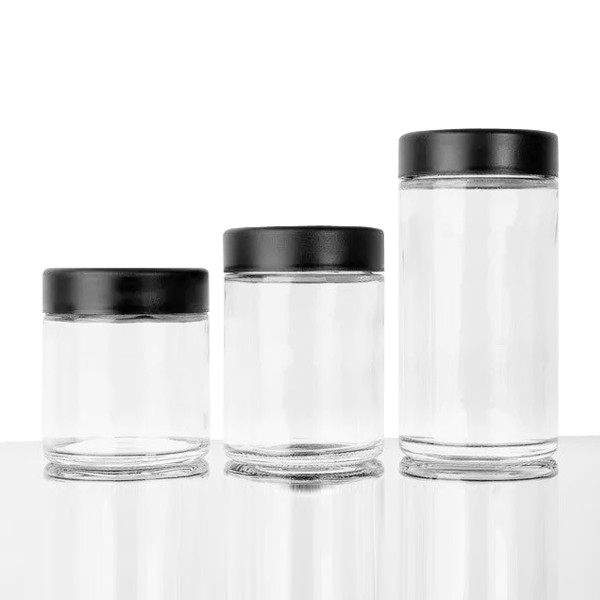 Cr Lids Glass Concentrate Jars Cr Flint Jar 6 Oz Wide Mouth Glass Jars Black Smooth