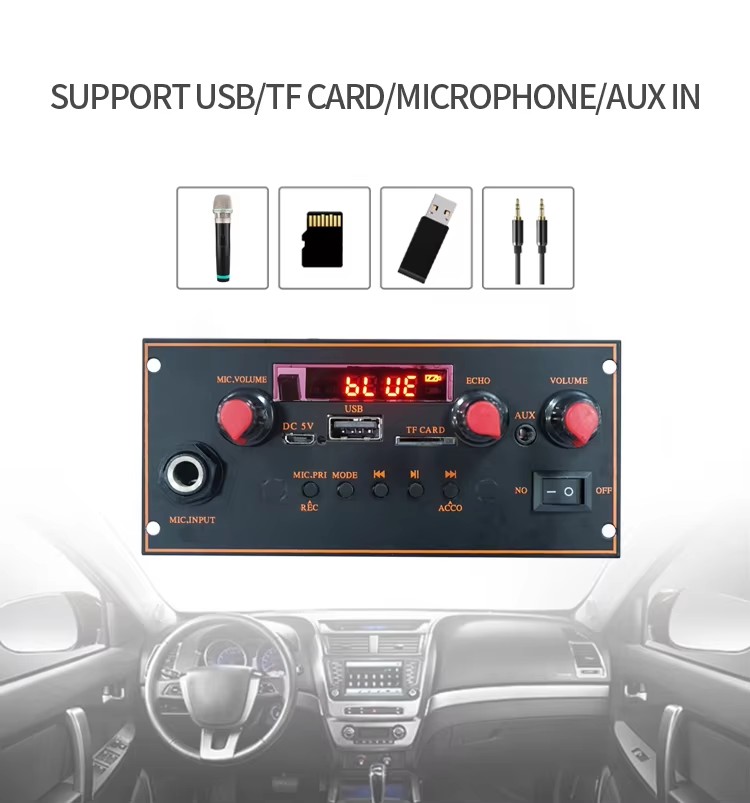 2x10W 3.7V True Stereo Bt Trolley Stereo Motherboard MP3 Decoder Amplifier Board with Microphone Function