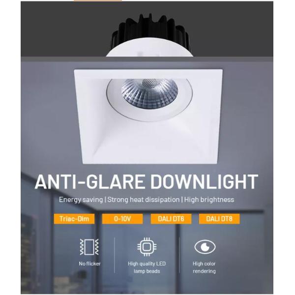 8W 10W Non-flicker Square anti-vertigo spot downlight, IP54 dimmable ceiling spotlights