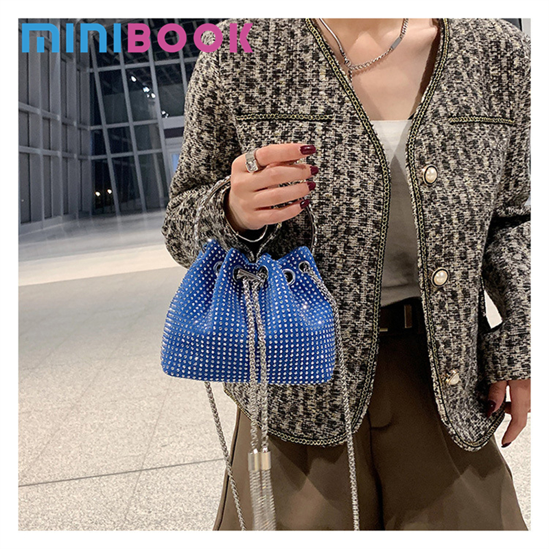 FLAP Closure Women's Classy Diamond Bucket Handbag Perfect for Wedding Dinner Party