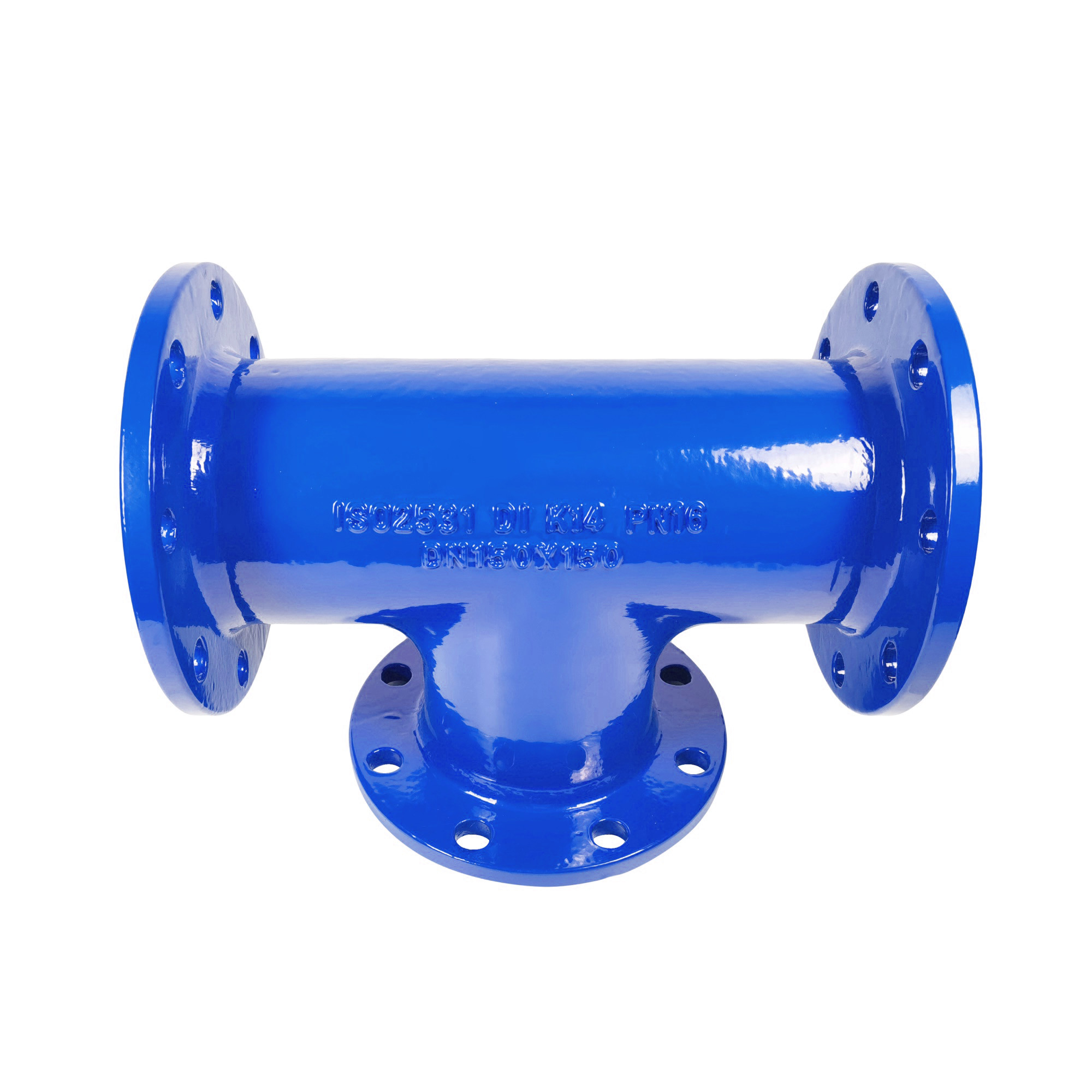 PN10 All Flanged Tee Fittings Ductile Cast Iron Double Flange Three Way