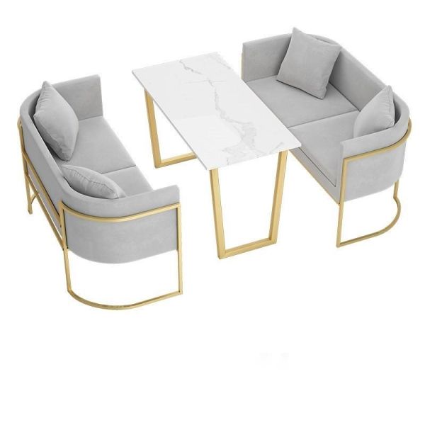 Modern Luxury Velvet Nail Salon Hotel Restaurant Sofa Booth and Table Furniture