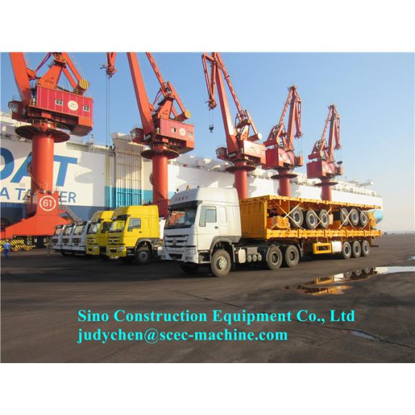 SCEC 3 Axles Flatbed Semi Trailer Max Loading 50 - 60ton With Front Side Plate